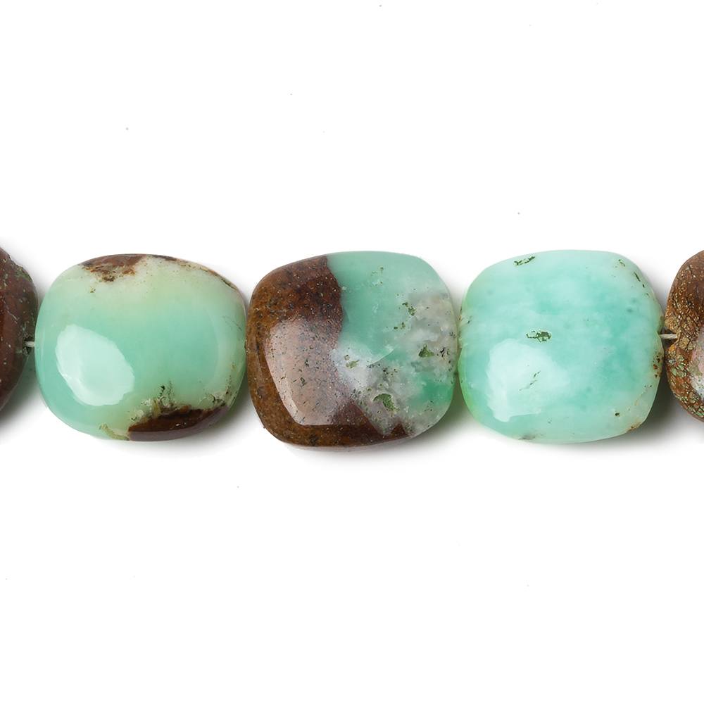14x14mm Chrysoprase & Matrix plain pillow beads 7.5 inch 13 pieces - Beadsofcambay.com