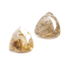 14x14mm Golden Rutilated Quartz Pavilion faceted trillion Bead Set of 2 - Beadsofcambay.com