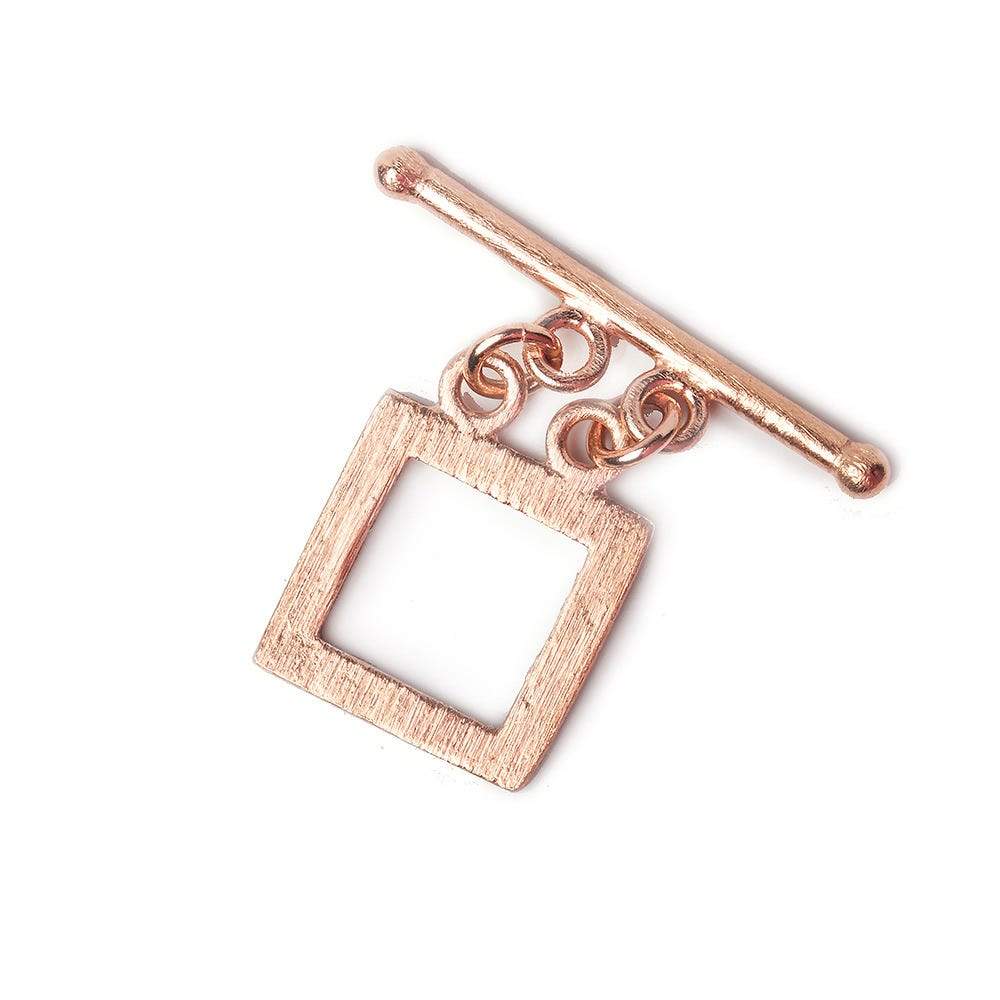 14x14mm Rose Gold plated Sterling Silver Brushed Square Double Strand Toggle 1 piece - Beadsofcambay.com