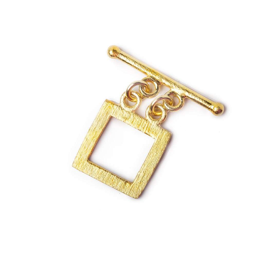 14x14mm Vermeil Brushed Square Double Strand Toggle 1 piece - Beadsofcambay.com