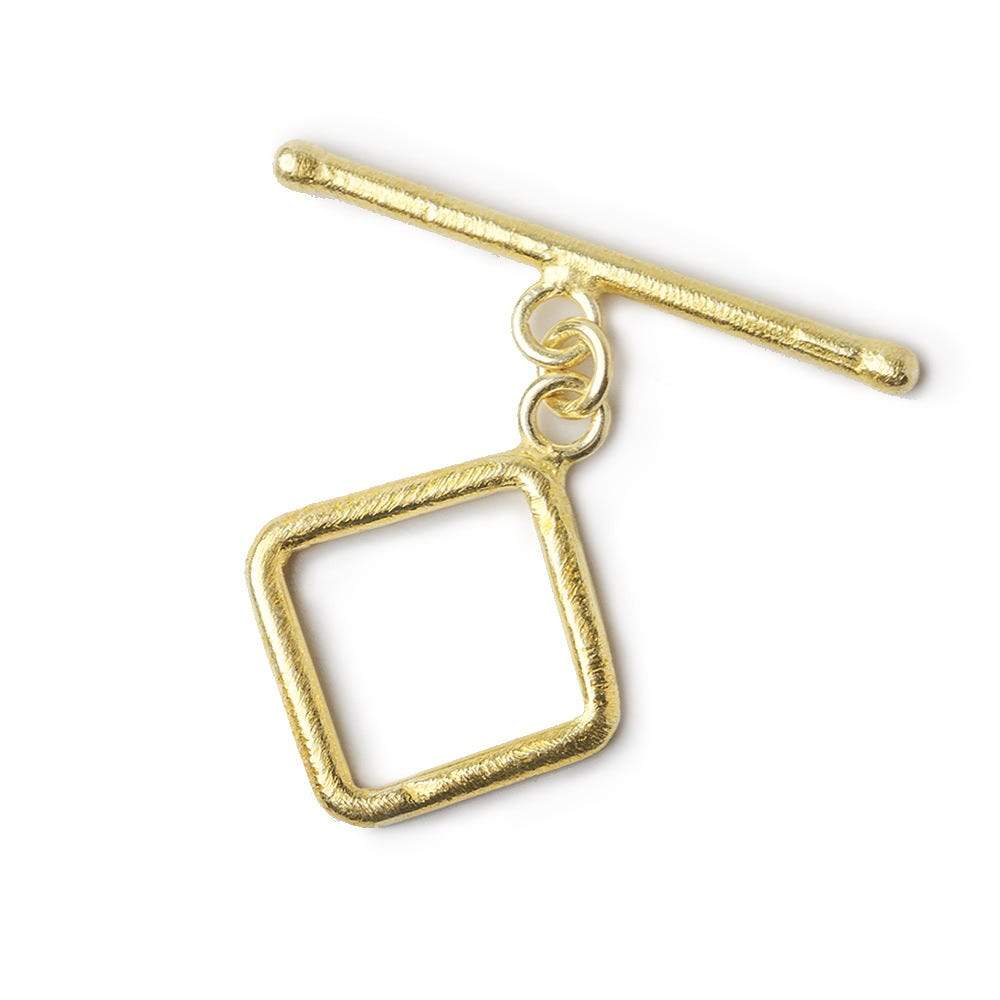 14x14mm Vermeil Toggle Square Satin Finish 1 piece - Beadsofcambay.com