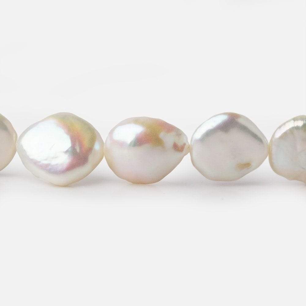 14x15-15x17mm Creamy White Coin Freshwater Pearls 16 inch 25 pieces - Beadsofcambay.com