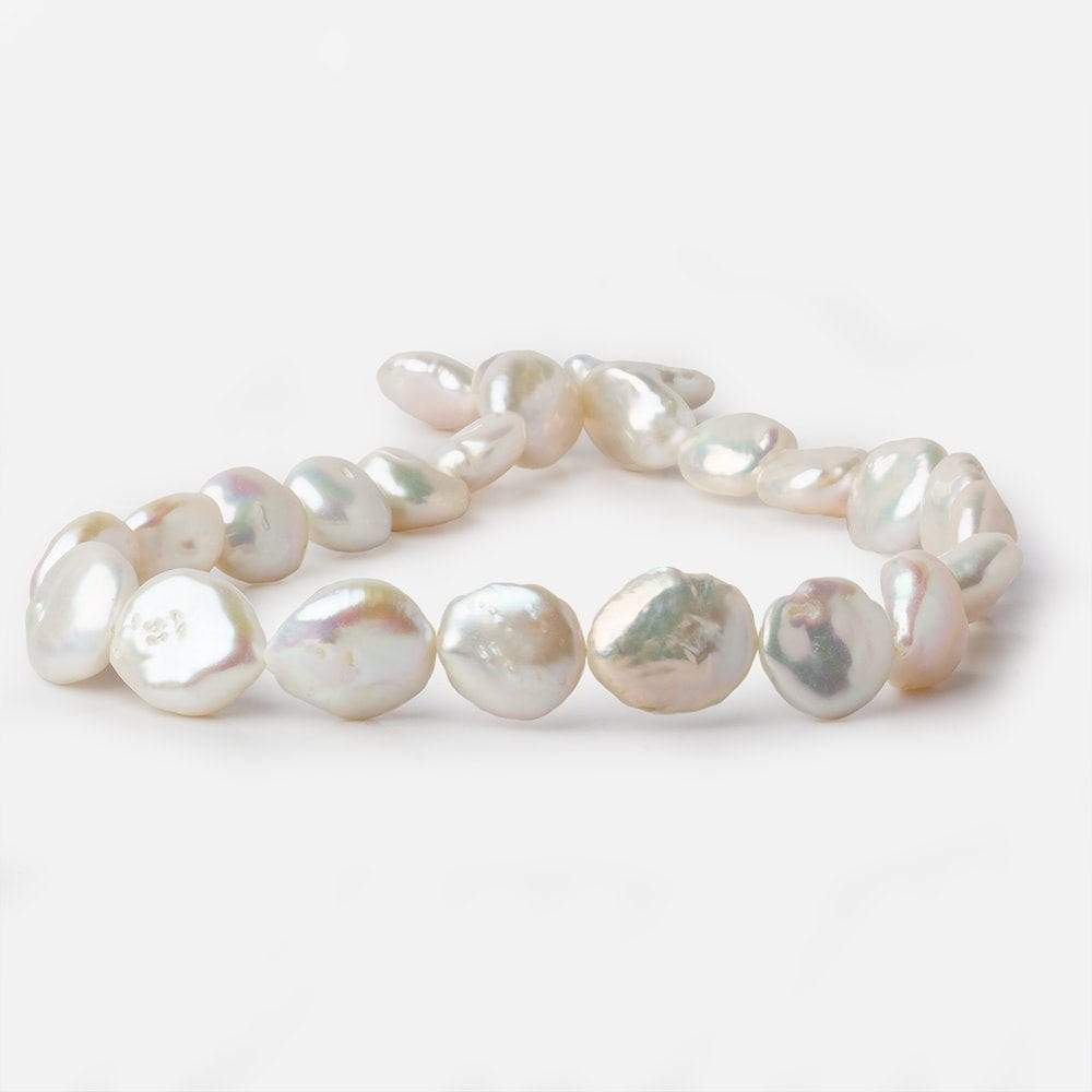 14x15-15x17mm Creamy White Coin Freshwater Pearls 16 inch 25 pieces - Beadsofcambay.com