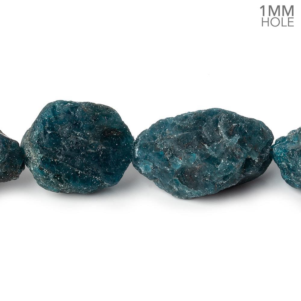 14x15-19x16mm Matte Neon Blue Apatite natural crystal nuggets 8 inch 10 beads - Beadsofcambay.com