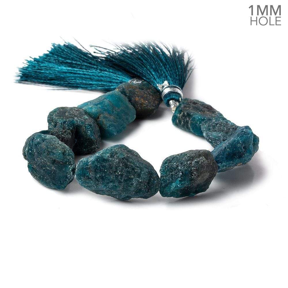 14x15-19x16mm Matte Neon Blue Apatite natural crystal nuggets 8 inch 10 beads - Beadsofcambay.com