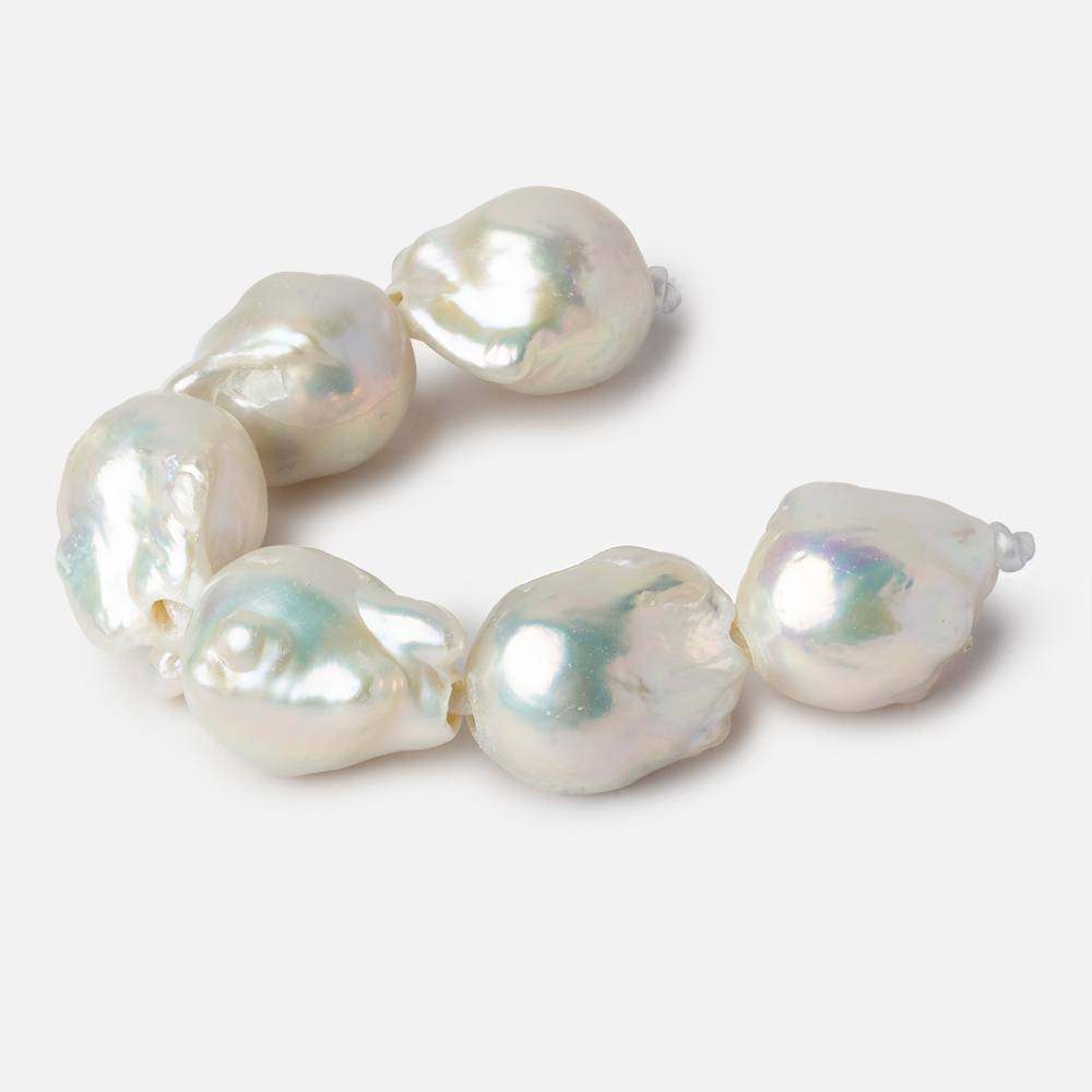 14x17-15x19mm White Ultra Baroque 2.5mm Large Hole Freshwater Pearls 4 inch 6 pieces A - Beadsofcambay.com