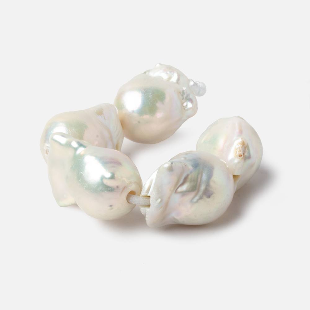 14x19-14x23mm White Ultra Baroque 2.5mm Large Hole Freshwater Pearls 4 inch 5 pieces A - Beadsofcambay.com