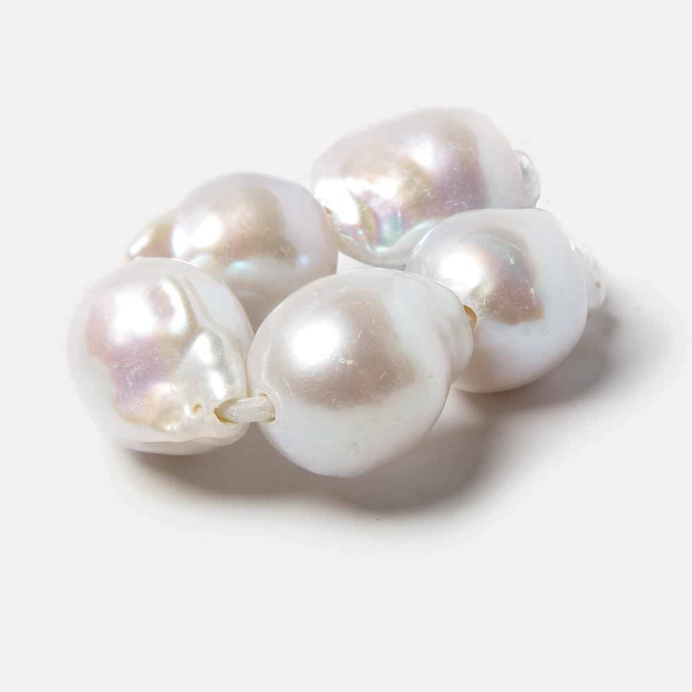 14x19-15x20mm Off White Ultra Baroque 2.5mm Hole Freshwater Pearls 5 pcs - Beadsofcambay.com