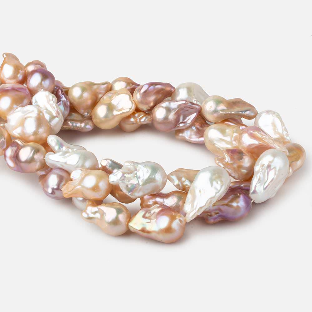 14x19-15x26mm Tri-Color Ultra Baroque Freshwater Pearls 16 inch 17 pieces AA grade - Beadsofcambay.com