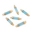 14x4mm Gold Leafed Blue Chalcedony Tube Focal Connector 1 piece - Beadsofcambay.com