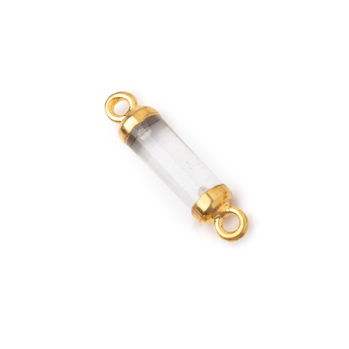 14x4mm Gold Leafed Crystal Quartz Tube Focal Connector 1 piece - Beadsofcambay.com