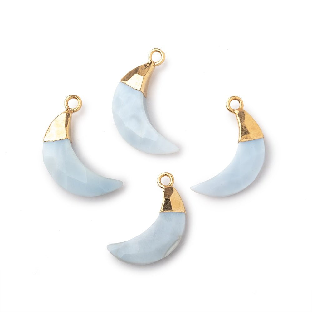 14x4mm Gold Leafed Owyhee Opal Faceted Crescent Moon Focal Pendant 1 piece - Beadsofcambay.com