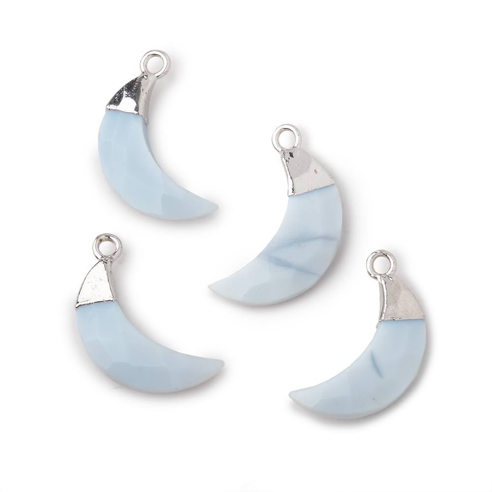 14x4mm Silver Leafed Owyhee Opal Faceted Crescent Moon Focal Pendant 1 piece - Beadsofcambay.com