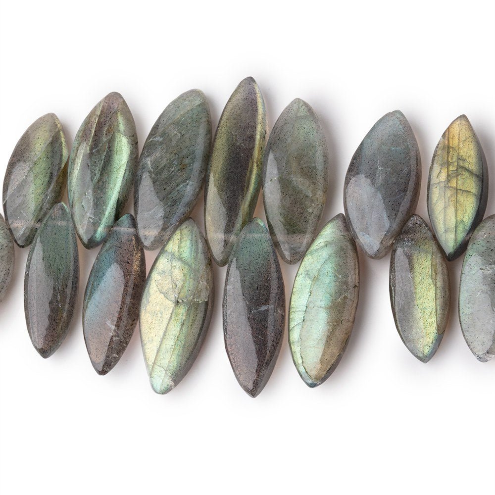 14x5-23x6mm Labradorite Plain Marquise Beads 8 inch 50 pieces - Beadsofcambay.com
