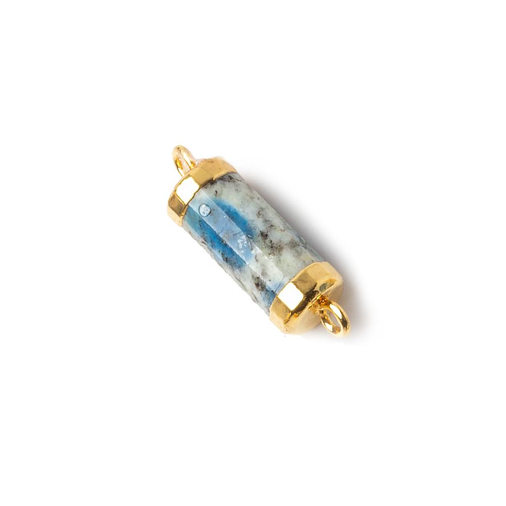 14x5mm Gold leafed K2 Azurite Granite "K2 Jasper" Barrel Tube Connector 1 piece - Beadsofcambay.com