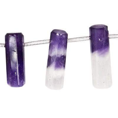 14x6-23x6mm Cape Amethyst Top Drilled Tube Beads 7.5 inch 15 pieces - Beadsofcambay.com