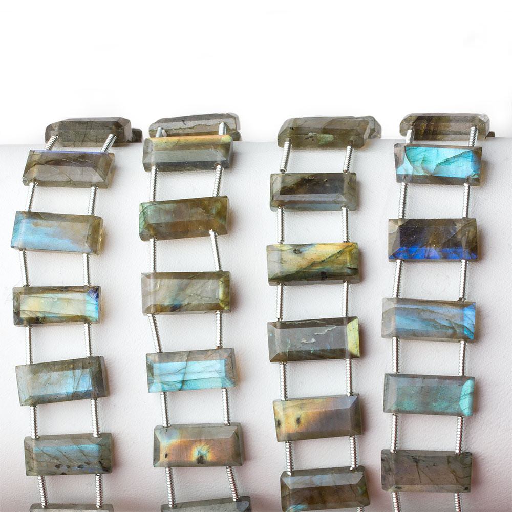 14x6mm Labradorite bevel faceted double drilled Rectangle beads 7 inch 16 pieces AA - Beadsofcambay.com