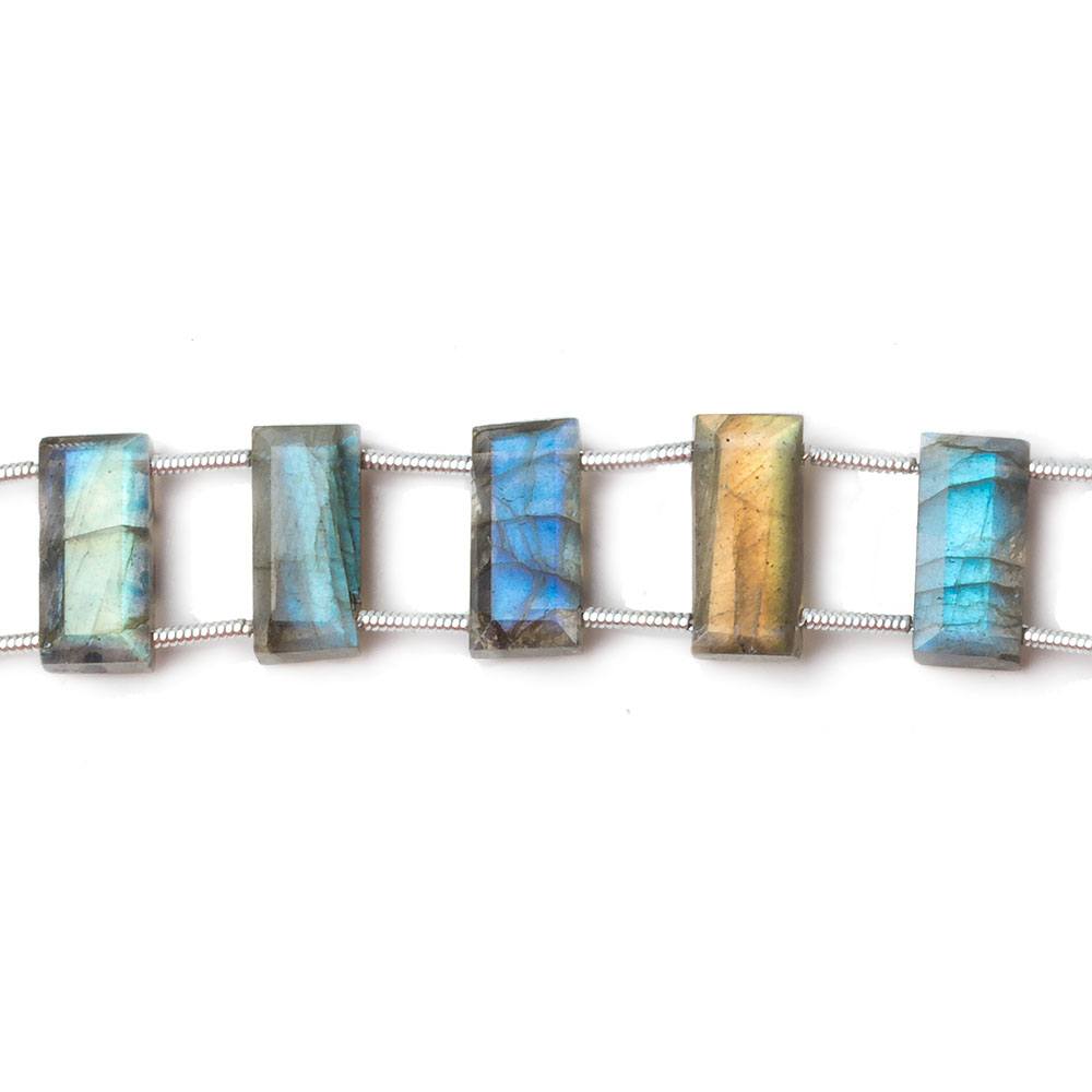 14x6mm Labradorite bevel faceted double drilled Rectangle beads 7 inch 16 pieces AA - Beadsofcambay.com