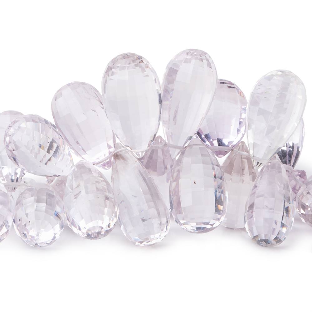 14x8-21x11mm Pink Amethyst Checkerboard Faceted Tear Drops 8 inch 62 Beads - Beadsofcambay.com