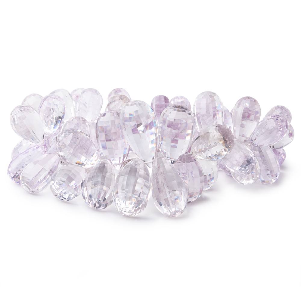 14x8-21x11mm Pink Amethyst Checkerboard Faceted Tear Drops 8 inch 62 Beads - Beadsofcambay.com