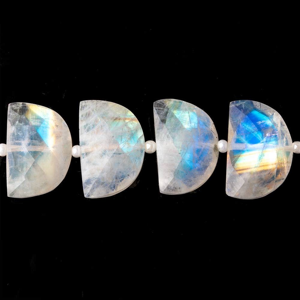 14x9-16x9mm Rainbow Moonstone faceted Half Moon beads 15.5 inch 36 pieces AA - Beadsofcambay.com