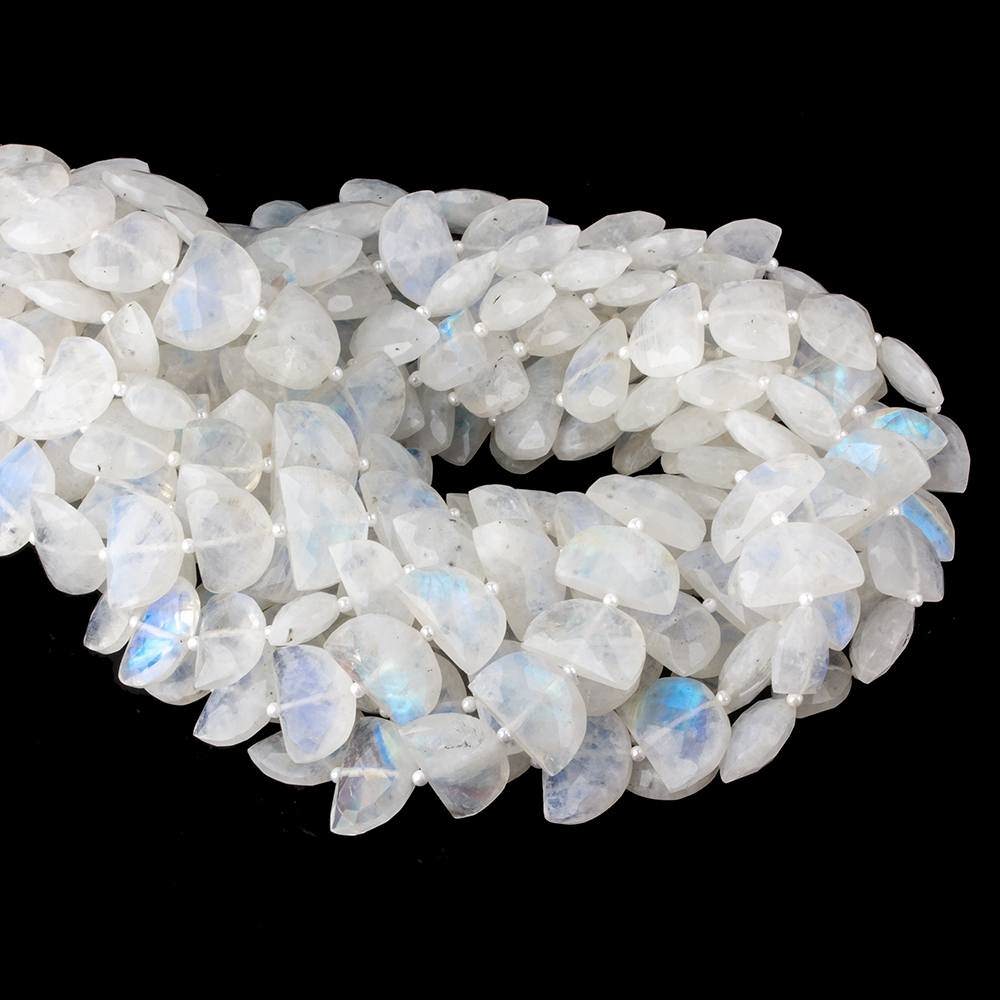 14x9-16x9mm Rainbow Moonstone faceted Half Moon beads 15.5 inch 36 pieces AA - Beadsofcambay.com