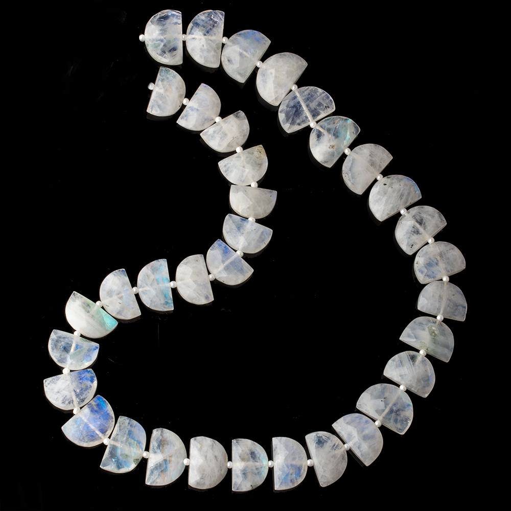 14x9-16x9mm Rainbow Moonstone faceted Half Moon beads 15.5 inch 36 pieces AA