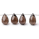 14x9-17x10mm Smoky Quartz Faceted Tear Drop Beads 7.5 inch 14 pieces - Beadsofcambay.com