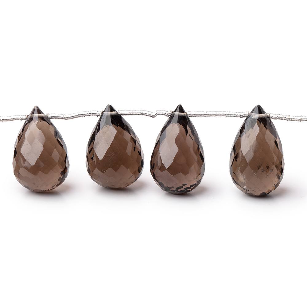 14x9-17x10mm Smoky Quartz Faceted Tear Drop Beads 7.5 inch 14 pieces - Beadsofcambay.com