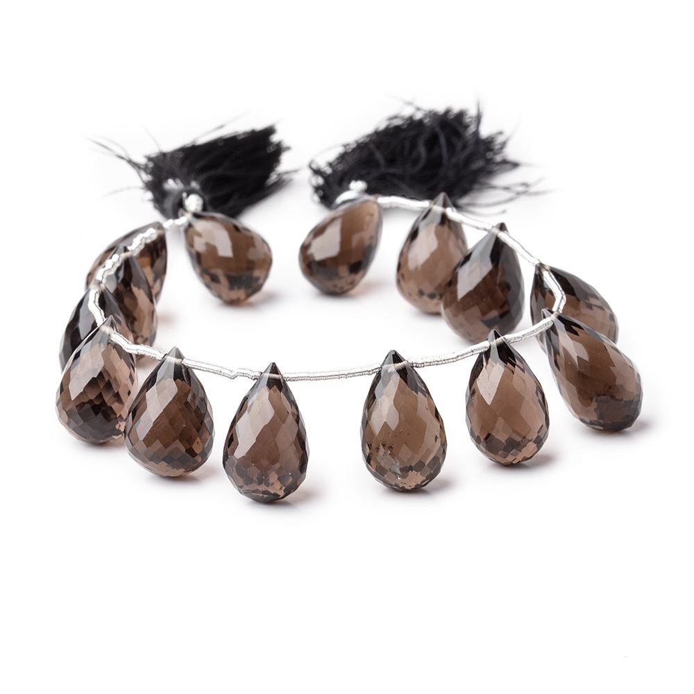 14x9-17x10mm Smoky Quartz Faceted Tear Drop Beads 7.5 inch 14 pieces - Beadsofcambay.com