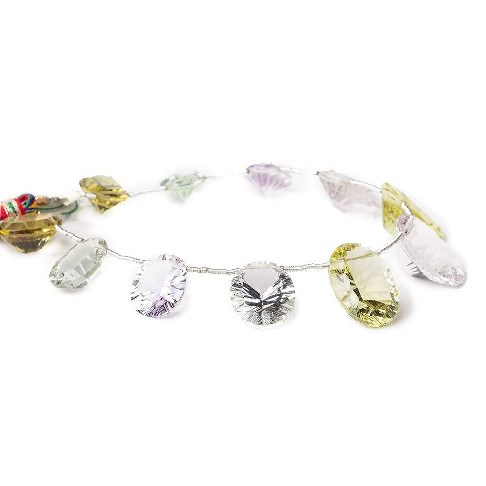 14x9-18x12mm Multi-gemstone Concave Faceted Oval Beads 11 pieces AAA - Beadsofcambay.com