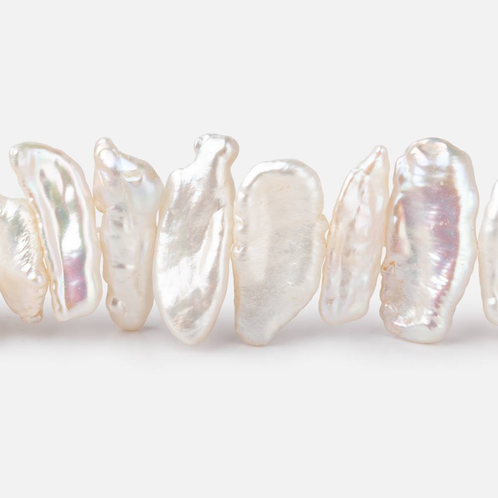 14x9-19x10mm Rosé White Biwa Freshwater Pearls 16 inch 34 pieces - Beadsofcambay.com