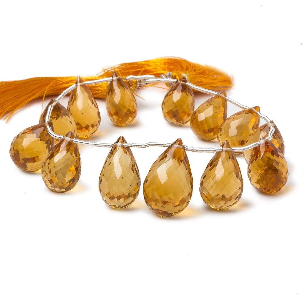 14x9 -19x12mm Madeira Citrine Faceted Tear Drop Beads 7 inch 13 pieces - Beadsofcambay.com