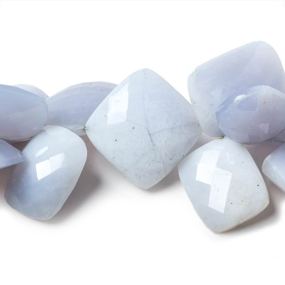 14x9-20x23mm Blue Turkish Chalcedony Beads Faceted Fancy Cut 7.5 inch 30 pcs - Beadsofcambay.com