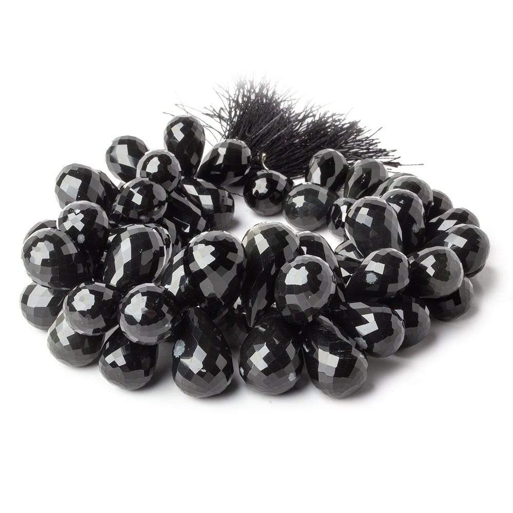 14x9-21x11mm Snowflake and Rainbow Obsidian Faceted Teardrops 8.5 inch 60 beads AA - Beadsofcambay.com