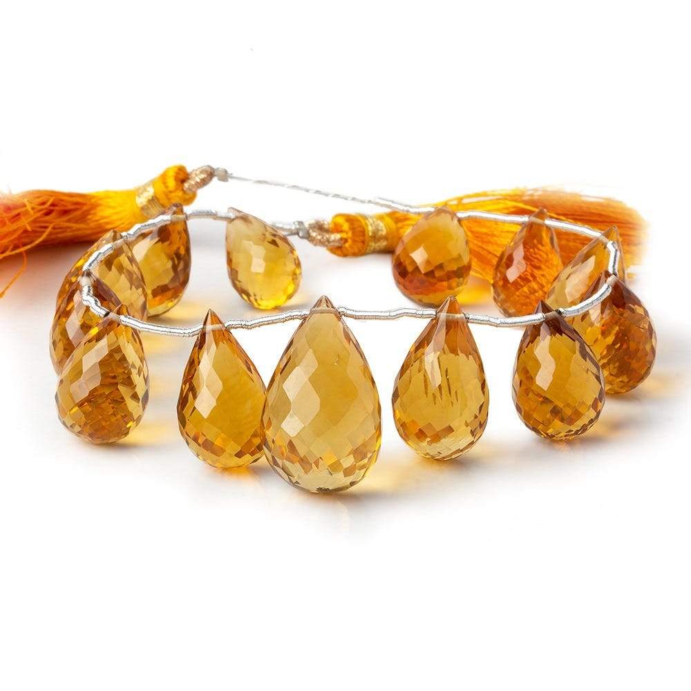 14x9-22x13mm Madeira Citrine Faceted Tear Drop Beads 8 inch 13 beads - Beadsofcambay.com