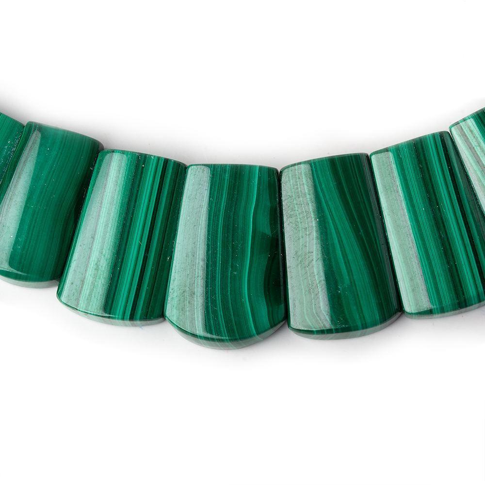 14x9-23x15mm Malachite double drilled plain fancy shape collar 33 beads - Beadsofcambay.com