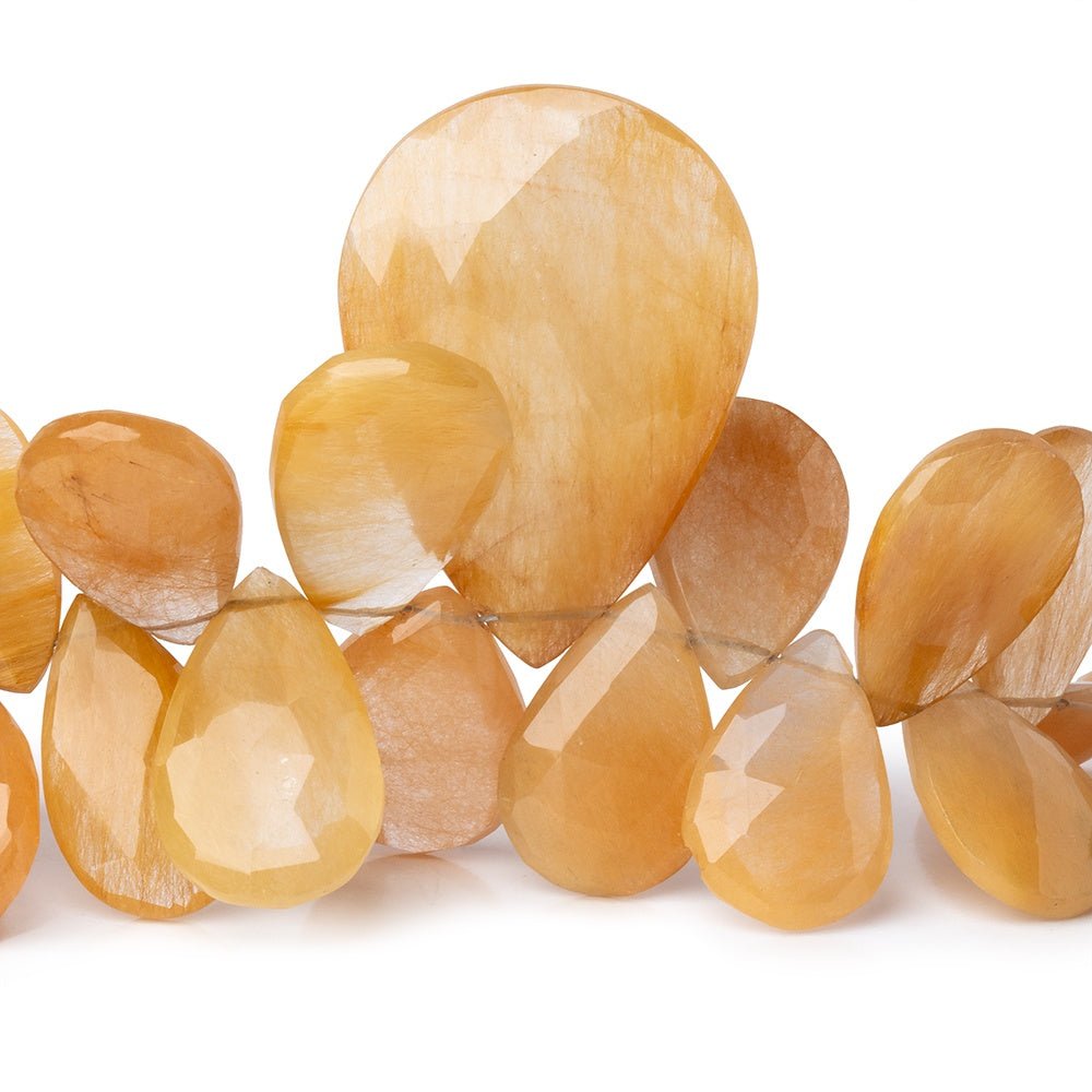 14x9-33x24mm Butterscotch Rutilated Quartz Faceted Pears 8 inch 43 Beads - Beadsofcambay.com