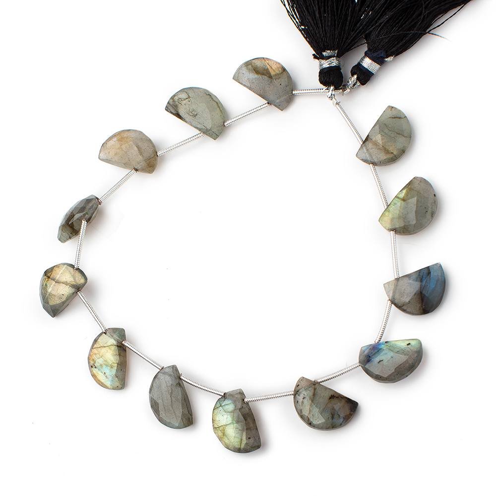 14x9mm Labradorite Faceted Half Moon Beads 8 inch 13 pieces - Beadsofcambay.com