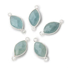 14x9mm Sterling Silver Bezel Aquamarine Faceted Marquise Connector 1 piece - Beadsofcambay.com