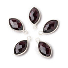 14x9mm Sterling Silver Bezel Garnet Faceted Marquise Pendant 1 piece - Beadsofcambay.com