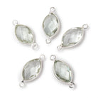 14x9mm Sterling Silver Bezel Prasiolite Faceted Marquise Connector 1 piece - Beadsofcambay.com