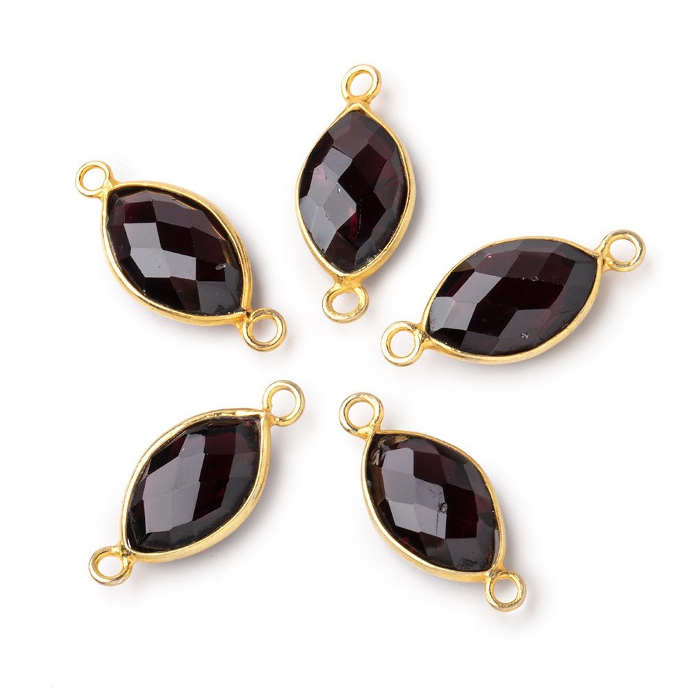14x9mm Vermeil Bezel Garnet Faceted Marquise Connector 1 piece - Beadsofcambay.com