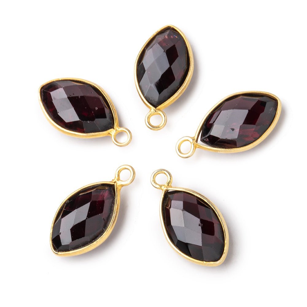 14x9mm Vermeil Bezel Garnet Faceted Marquise Pendant 1 piece - Beadsofcambay.com