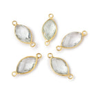 14x9mm Vermeil Bezel Prasiolite Faceted Marquise Connector 1 piece - Beadsofcambay.com