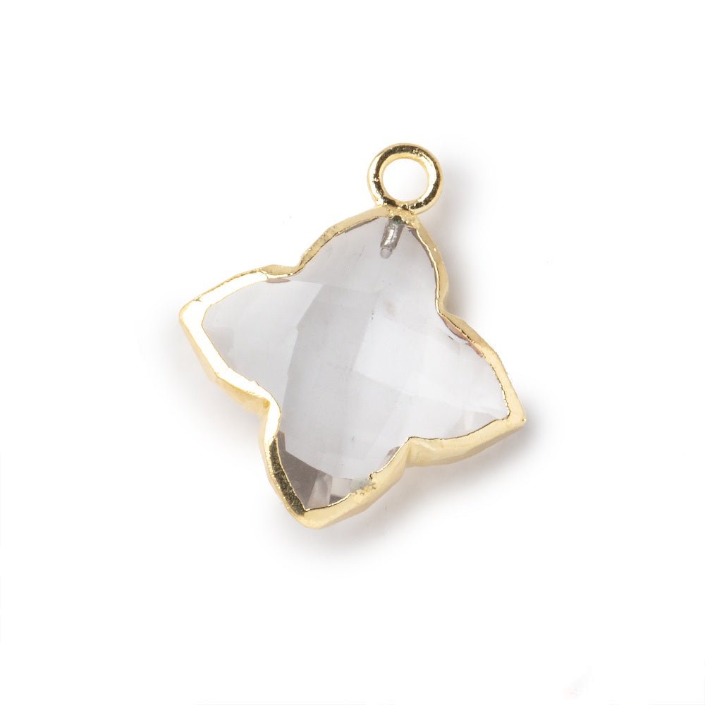 15-16mm Gold Leafed Crystal Quartz 4 Pointed Star Focal Pendant 1 piece - Beadsofcambay.com