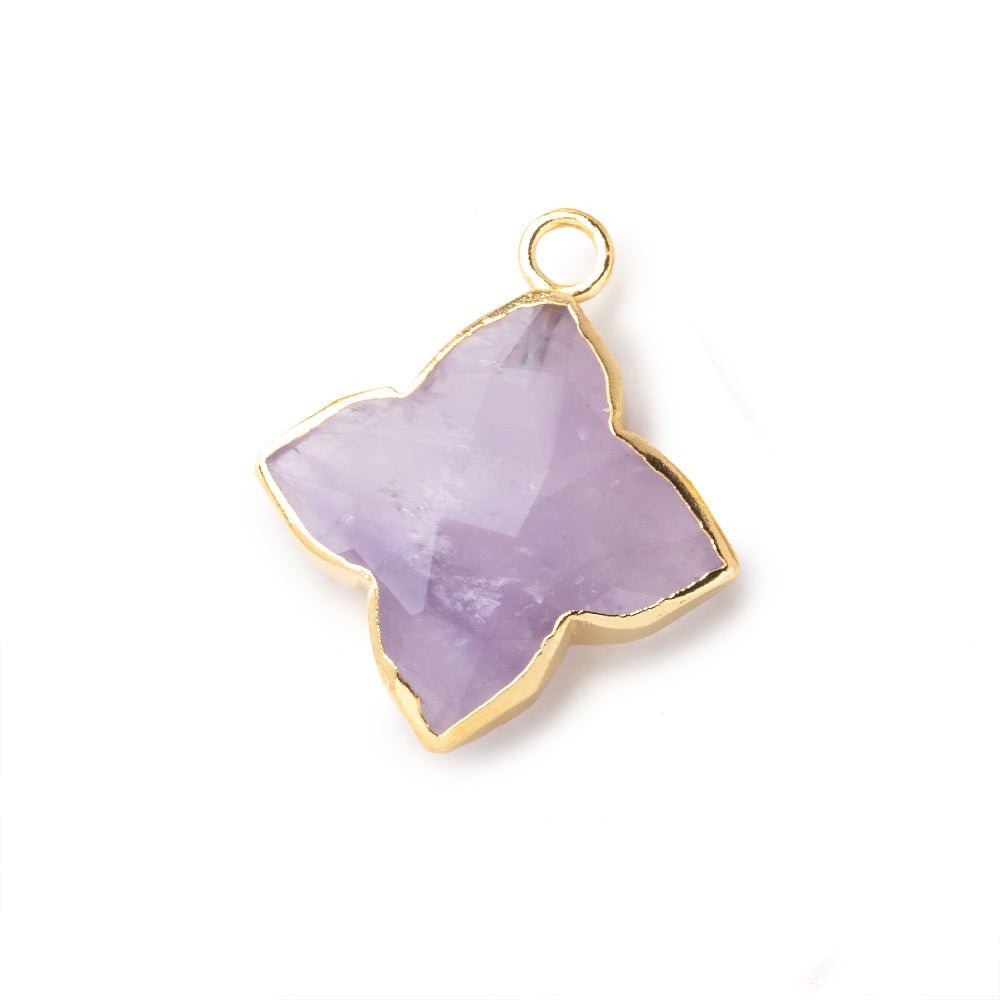 15-16mm Gold Leafed Pink Amethyst 4 Pointed Star Focal Pendant 1 piece - Beadsofcambay.com
