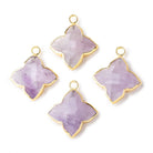 15-16mm Gold Leafed Pink Amethyst 4 Pointed Star Focal Pendant 1 piece - Beadsofcambay.com