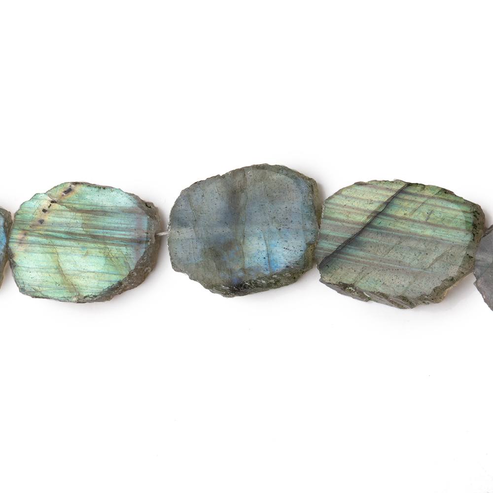 15-16mm Labradorite Straight Drill Slice Beads 8 inch 13 pieces - Beadsofcambay.com