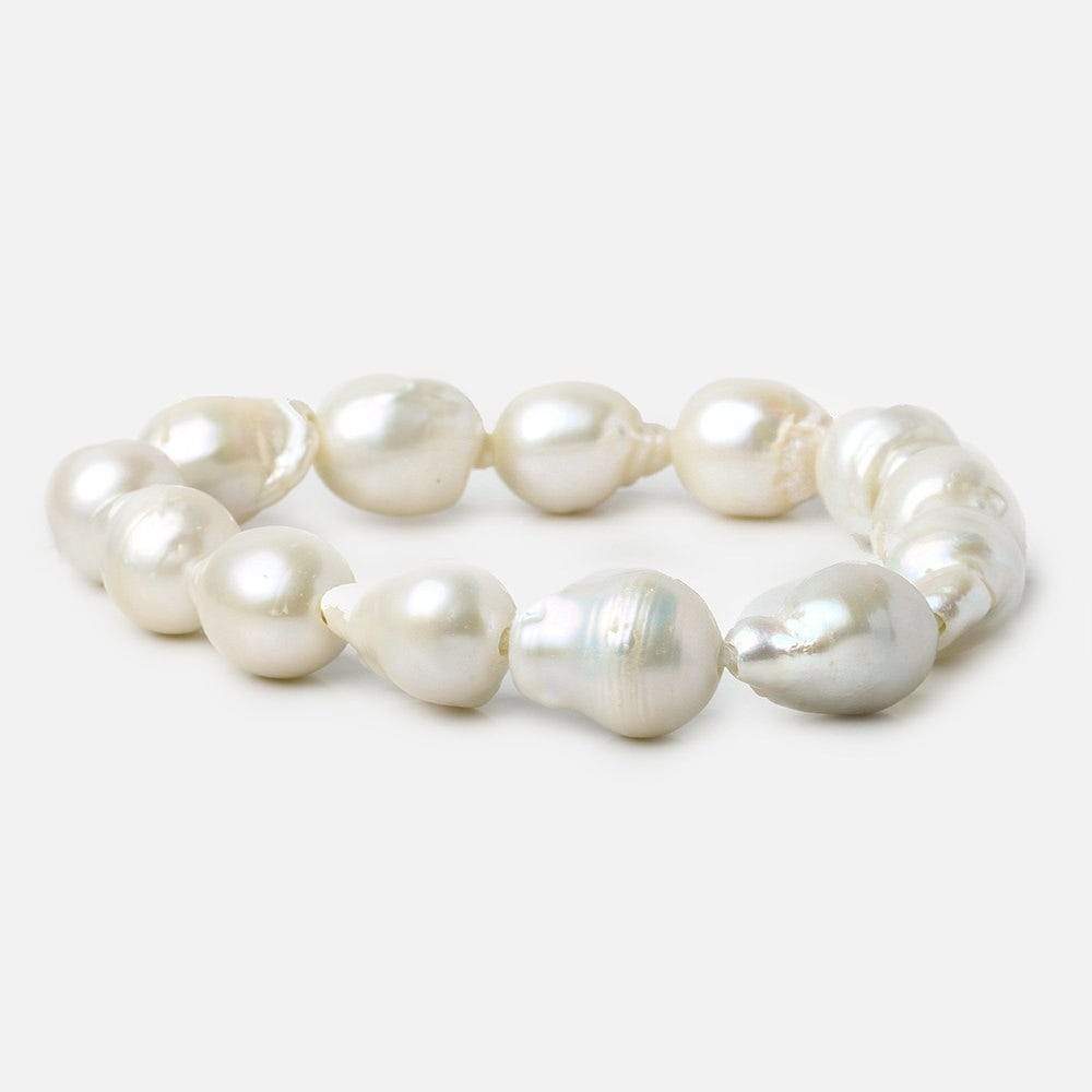 15-16mm Off White Ultra Baroque Large Hole Freshwater Pearls 8 inch 13 pieces - Beadsofcambay.com